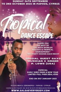 Tropical Escape Dance holiday 2022 promo banner
